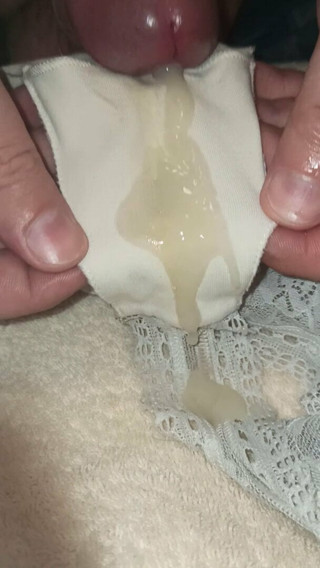 White thong cum