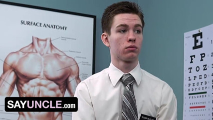 SayUncle - Innocent Young Man Shoots Hot Cum While Being Anal Fucked With A Dildo By The Perv Doctor