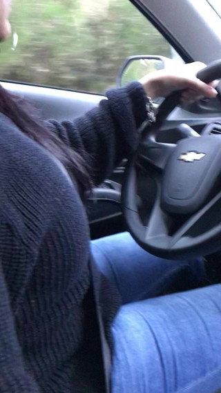 Handjob while drive wife