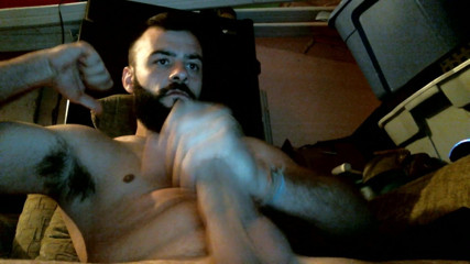 Sexy Bearded Stud Stroking His Juicy Meat