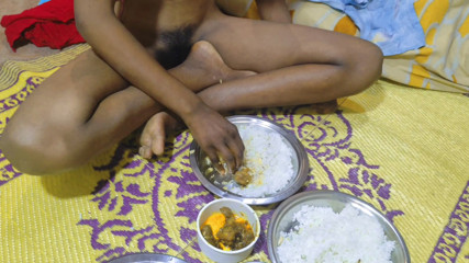 When we were alone at home, I ate with my stepsister