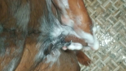 Indian Tamil guy masturbating in bathroom using soap