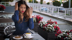 Magnetic Russian Beauty Playing with Cigarette Smoke