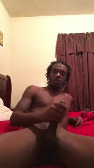 Hung guy jerking and cumming