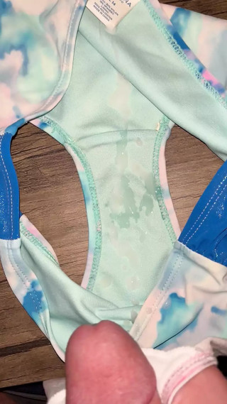 Cum in Lylas blue swimsuit