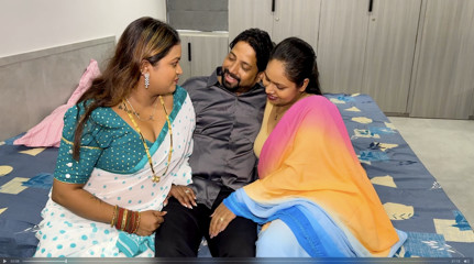 Two wives made a plan together, after today we will both have sex together with our husbands with Hindi Audio