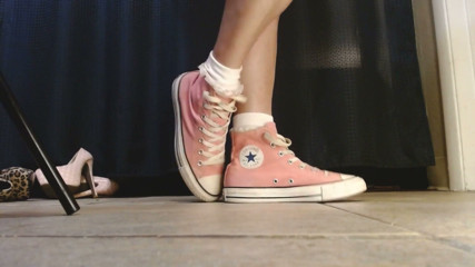 White Ruffled Socks Pink Converse Sneakers Tease