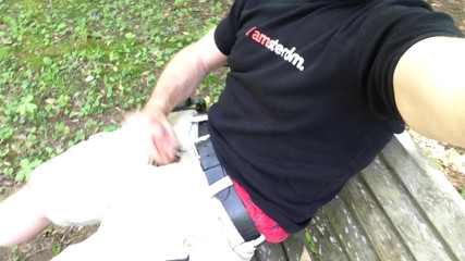 I cum standing up, POV over your face. I jerk-off at the public park on the bench. Verbal masturbation. Full video.