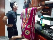 Trying My Stepmother's Delicious Pussy in the Kitchen. Full Video