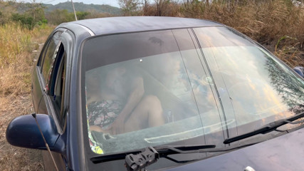 Big-assed stepdaughter has sex in the car with her stepfather.
