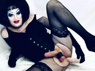 Heavy Makeup Whore Fucks Herself HARD with Dildo on cam