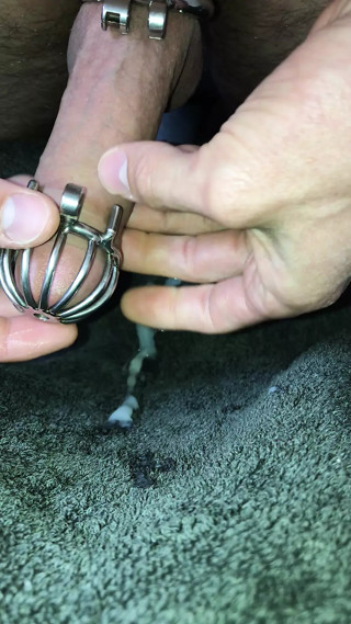POV micro chastity cage release cum shot thumbnail