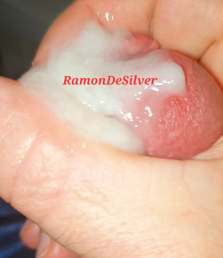 Master Ramon jerks off early in the morning in sexy dark blue satin pajamas and squirts into his hand, lick!