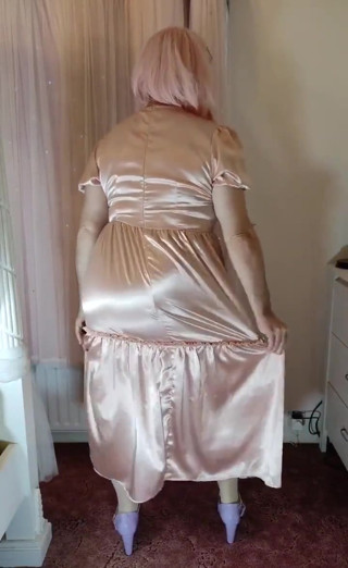 Crossdresser vintage satin dress thumbnail