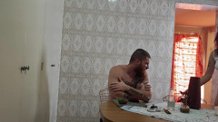 Fucking the cuckold's wife while he washes the dishes and he didn't even notice