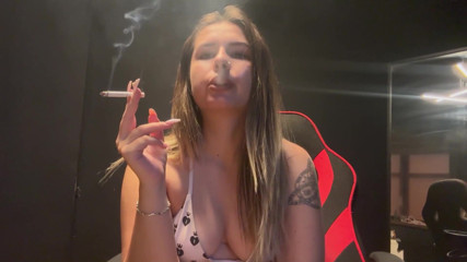 Your Perfect Blondie Smokes in Bra