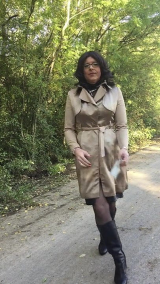 I love to wear this beige satin coat