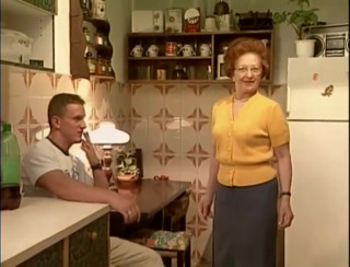 Granny hairy pussy fucking in the kitchen