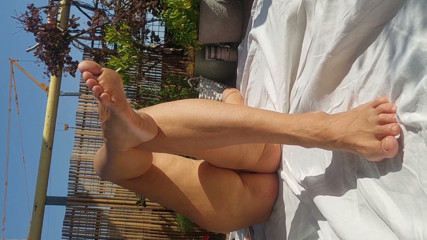 Selena's naked posing and footjob