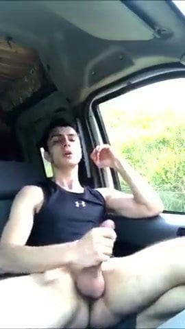 twinks spreads away his sperm in car (38'')