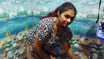 Vaishnavy Pee and Wash in Nighty Bathroom Scene