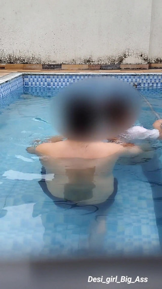 A Hot Couple's Risky Fun in the Swimming Pool.