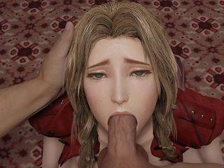 Aerith Delicious Hot Blowjob (Beautiful Girl Blonde Blowjob Big Cock, Final Fantasy 3D Hentai Porn) gamingarzia