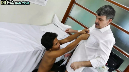 Nippon twink barebacked by white doctor in infirmary