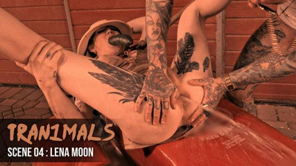 TS Lena Moon's Ass Gaped &amp; Squirts Milk Enema