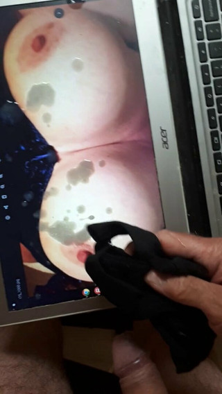 Lilbitofme gets tossertims spunl on her massive tits