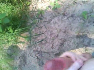 Jerking off in the forest and cumming