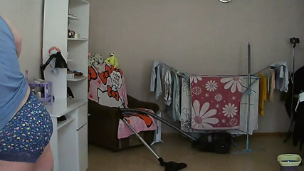 I spied on my mother-in-law and watched her vacuuming naked