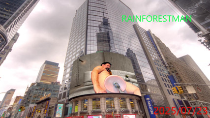 Rainforest-Man 07-23-2025 Huge Dildo on Sex Machine on the Virtual Big Screen
