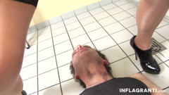 Fetish mistress peeing on slave's face