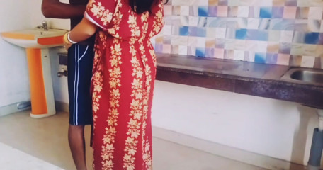 Desi Bhabi want to take chance for sucking Hot devar Big black Cock in kitchen