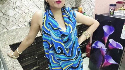 Bhabhi served yummy tea of her breast milk to padosi and gave him a sloppy blowjob to drink his thick cum (Hindi audio)