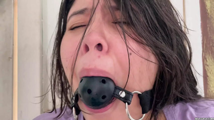 Ball Gagged Girl Struggle In Tape Bondage