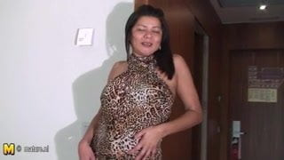 Busty mature mother playing with her pussy