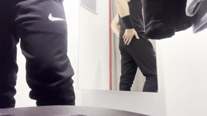 Young Boy in Thong Trying on New Pants, Sweet Ass and Popping Penis thumbnail