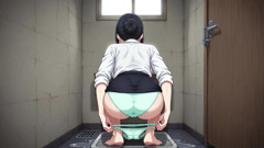 Unable to resist the urge to pee, the busty girl had to quickly resolve it