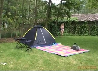 Blonde Teen with Ponytails Gets Fucked on a Camping Place (ax)