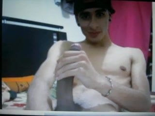 young latin guy jerking his huge dick