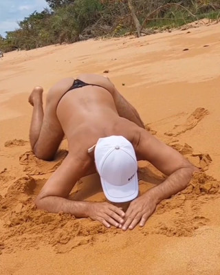 Ladysilva Crossdresser Very Slutty on the Beach in Panties What a Hot Ass thumbnail