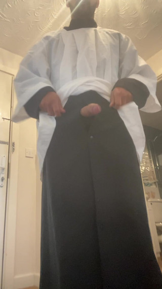 Naughty priest show off his big dick and fuck an altar boy