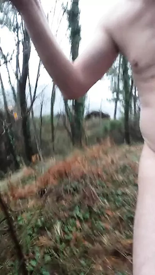 Naked in cold rain !