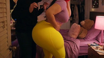 Big Ass Latina in Tight Yellow Leggings Gets Pressed in Bedroom