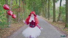 Dutch Halloween teen swallows every cum load