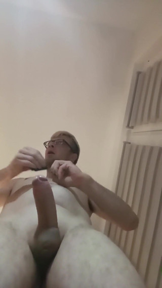 Big and Huge Cock Masturbates in His Bedroom