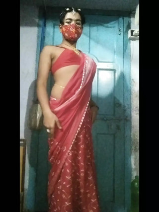 Sissy lily New saree cross dressing