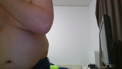 fat gainer stuffing himself with pizza